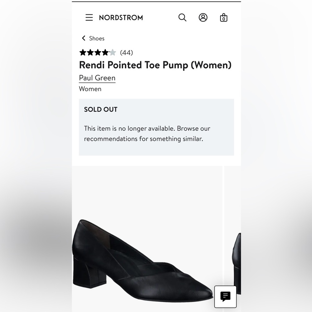 NWOB Paul Green Black Leather Rendi Pointed Toe Pump (Women) size 6 UK / 8.5 US
